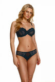 High-Waisted Floral Pleated Mesh and Microfiber Panties