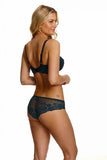 High-Waisted Floral Pleated Mesh and Microfiber Panties