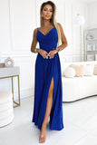 Elegant Glittering Strapless Maxi Dress in Cornflower Blue