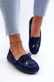 Eco-Suede Moccasins with Decorative Bow and Non-Slip Sole