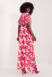 Flared Maxi Dress with Ruffle Sleeves and Heart Neckline
