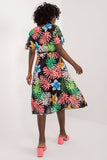 Elegant Midi Dress with Pleats and Buckled Belt