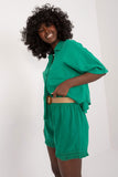 Casual Linen Blend Shorts with Tassels and Buckled Belt
