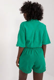 Casual Linen Blend Shorts with Tassels and Buckled Belt