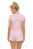 Cozy Women's Pajamas with Lace Trim and V Neckline
