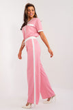 Casual High-Rise Pants with Contrast Inserts and Pockets