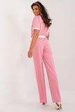 Casual High-Rise Pants with Contrast Inserts and Pockets