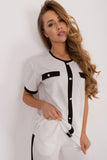 Elegant Smooth Fabric Blouse with Decorative Buttons
