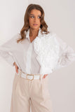Elegant Women's Buttoned Shirt with Decorative Flower Detail