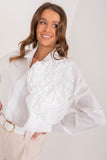 Elegant Women's Buttoned Shirt with Decorative Flower Detail