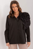 Elegant Women's Buttoned Shirt with Decorative Flower Accent