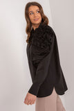 Elegant Women's Buttoned Shirt with Decorative Flower Accent