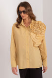 Elegant Women's Buttoned Shirt with Decorative Flower Detail