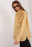 Elegant Women's Buttoned Shirt with Decorative Flower Detail