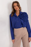 Elegant Women's Button-Up Shirt with Decorative Flower