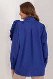 Elegant Women's Button-Up Shirt with Decorative Flower