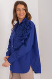 Elegant Women's Button-Up Shirt with Decorative Flower