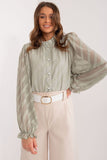 Elegant Women's Button-Down Shirt with Subtle Sheer Sleeves