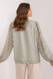 Elegant Women's Button-Down Shirt with Subtle Sheer Sleeves