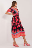Frilled Short Sleeve Summer Dress with Pleated Bottom