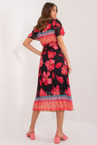 Frilled Short Sleeve Summer Dress with Pleated Bottom