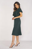 Elegant Ruffle Neckline Midi Dress for Summer Evenings