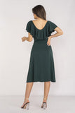 Elegant Ruffle Neckline Midi Dress for Summer Evenings