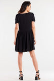 Ruffled Bottom Viscose Dress with Short Sleeves