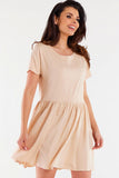 Ruffled Bottom Viscose Dress with Short Sleeves for Any Occasion