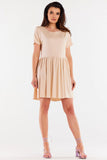 Ruffled Bottom Viscose Dress with Short Sleeves for Any Occasion