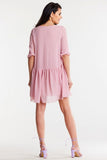 Chiffon Dress with Ruffle Hem and 3/4 Sleeves