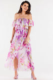 Chiffon Blouse with Ruffled Sleeves and Elastic Neckline