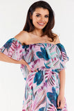 Elegant Ruffled Chiffon Blouse with Elastic Neckline