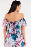 Elegant Ruffled Chiffon Blouse with Elastic Neckline