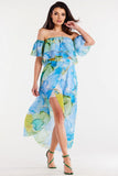 Elegant Ruffled Chiffon Blouse with Elastic Neckline