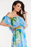 Elegant Ruffled Chiffon Blouse with Elastic Neckline