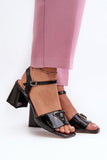 Elegant Eco Leather Lacquered Sandals with Adjustable Strap
