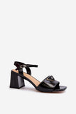 Elegant Eco Leather Lacquered Sandals with Adjustable Strap