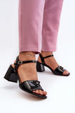 Elegant Eco Leather Lacquered Sandals with Adjustable Strap