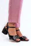 Elegant Eco-Leather Women's Sandals with Comfortable Heel