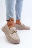 Elegant Women's Natural Leather Moccasins with Stylish Detail