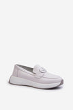 Elegant Women's Leather Moccasins with Decorative Detail