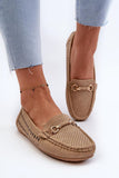 Stylish Eco Leather Moccasins with Gold Accent Details