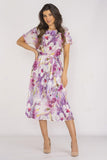 Elegant Chiffon Dress with Adjustable Waist and Flared Hem