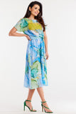Chiffon Dress with Elastic Waist and Flared Hem Design