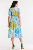 Chiffon Dress with Elastic Waist and Flared Hem Design