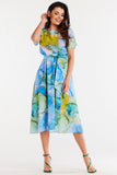 Chiffon Dress with Elastic Waist and Flared Hem Design