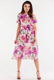 Elegant Chiffon Dress with Adjustable Waist and Flared Hem