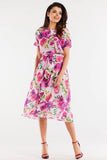 Elegant Chiffon Dress with Adjustable Waist and Flared Hem