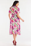 Elegant Chiffon Dress with Adjustable Waist and Flared Hem